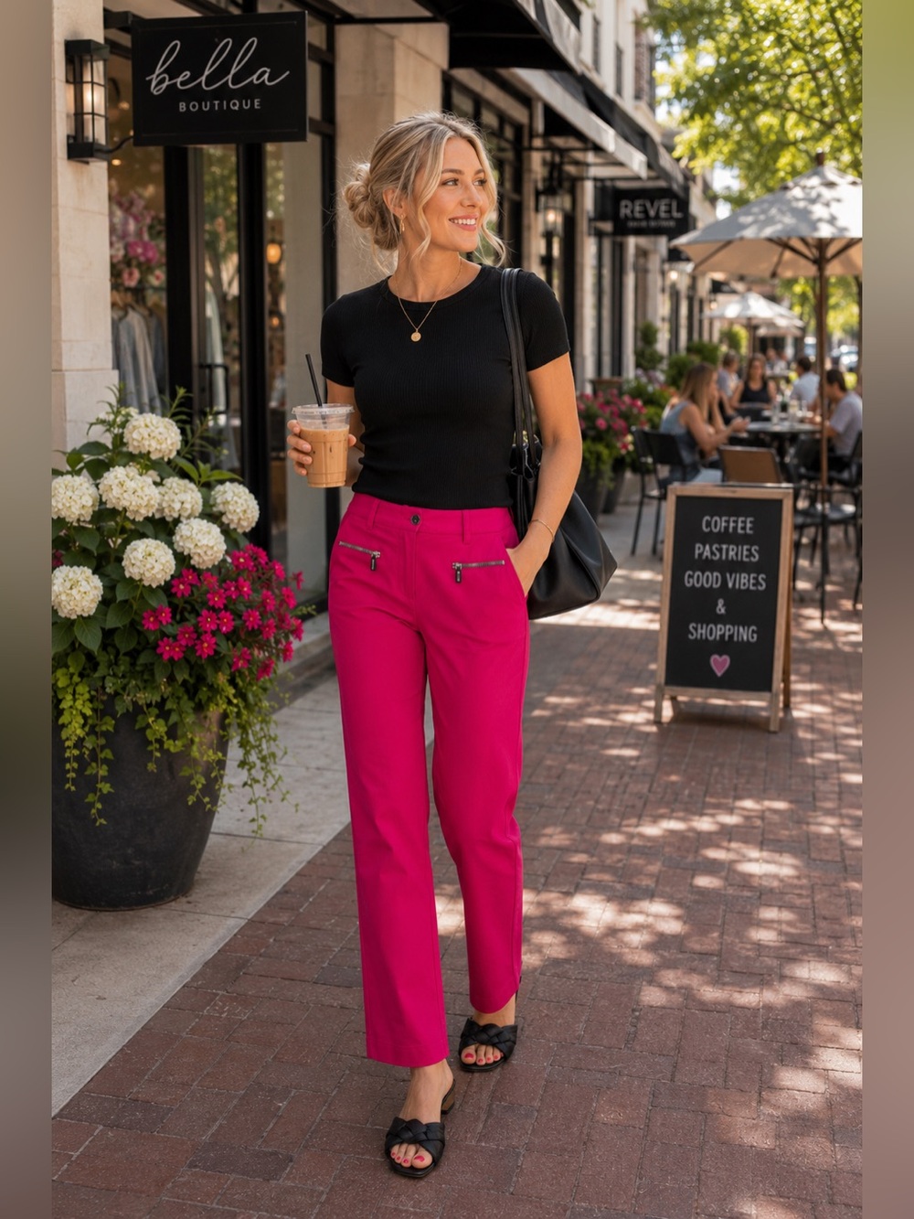 Michael Michael Kors Magenta Zip Pocket Straight Leg Pants Est 14